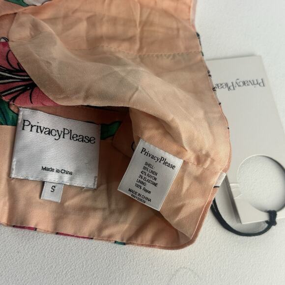 Privacy Please Revolve Shasta Linen Blend Bellini Floral Peach Crop Top Size S - Picture 5 of 8